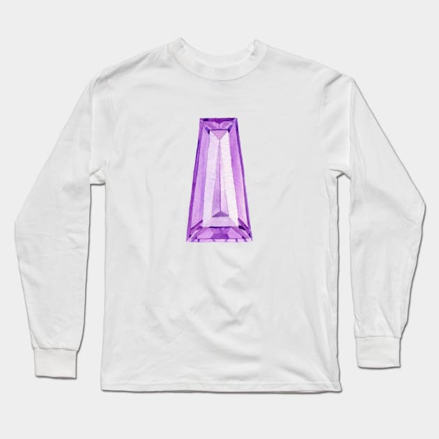 Tapered Baguette Amethyst Long Sleeve T-Shirt by Elizabeth Weglein Art